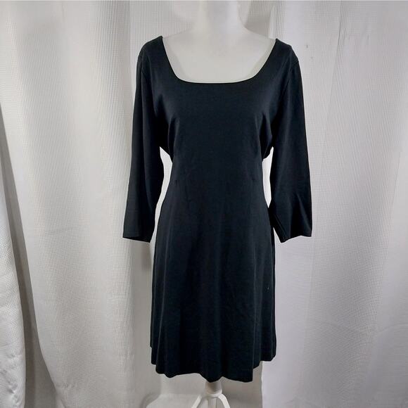 THE LIMITED! LUXE BLACK STRETCH, FORM FITTED LONG SLEEVE MIDI DRESS! SZ XL - Picture 2 of 11